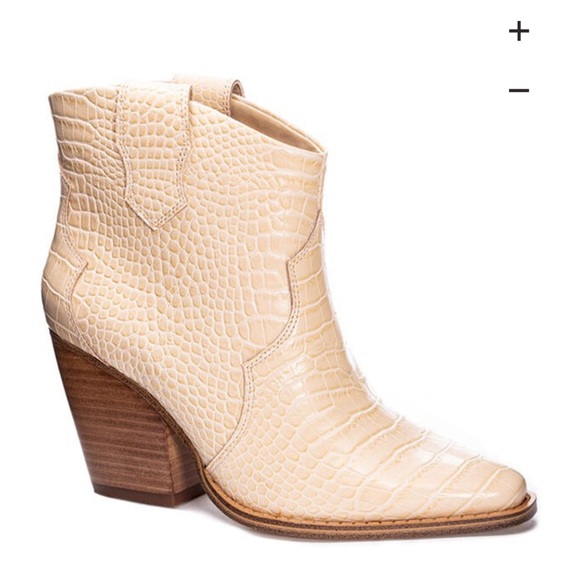 Chinese Laundry Bonnie Croc Print Tan Heeled Boots 10 - Picture 2 of 11